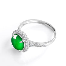 Natural Jade Ring Adjustable Silver Jadeite Ring