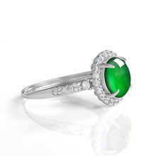 Natural Jade Ring Adjustable Silver Jadeite Ring