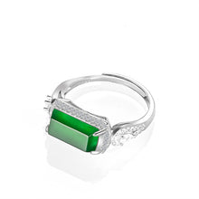 Natural Jade Ring Adjustable Silver Jadeite Ring