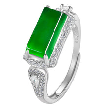 Natural Jade Ring Adjustable Silver Jadeite Ring