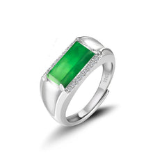 Natural Jade Ring Adjustable Silver Jadeite Ring