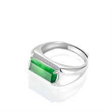 Natural Jade Ring Adjustable Silver Jadeite Ring