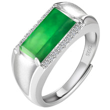 Natural Jade Ring Adjustable Silver Jadeite Ring