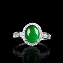 Natural Jade Ring Adjustable Silver Jadeite Ring