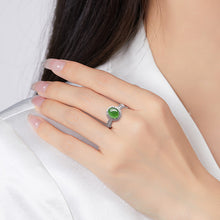 Natural Jade Ring Adjustable Silver Jadeite Ring