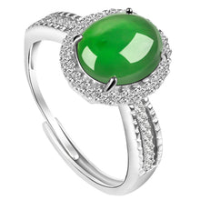 Natural Jade Ring Adjustable Silver Jadeite Ring