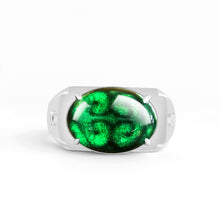 Natural Jade Ring Adjustable Silver Jadeite Ring
