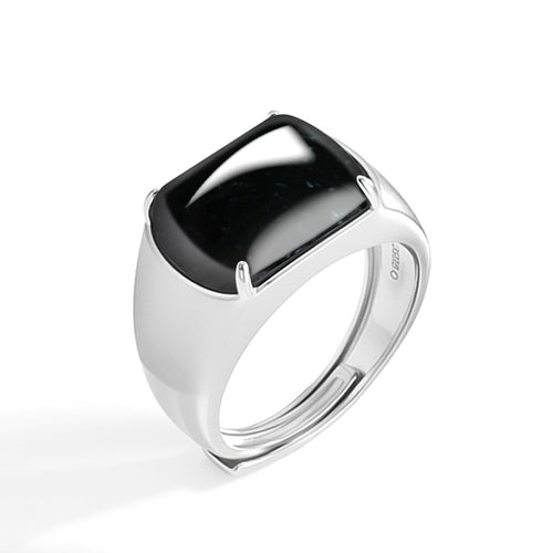 Natural Jade Ring Adjustable Silver Jadeite Ring