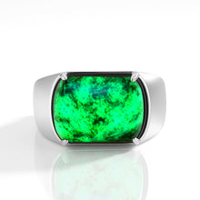Natural Jade Ring Adjustable Silver Jadeite Ring