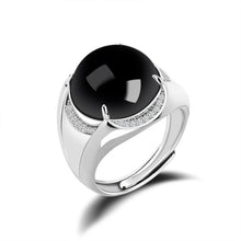Natural Jade Ring Adjustable Silver Jadeite Ring
