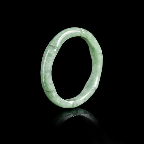 Natural Jade Ring Bamboo Jadeite Band Ring
