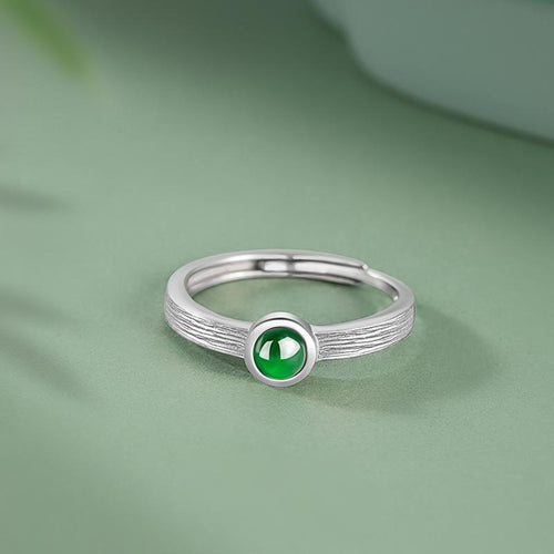 Natural Jade Ring Jadeite Silver Adjustable Ring