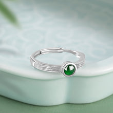 Natural Jade Ring Jadeite Silver Adjustable Ring