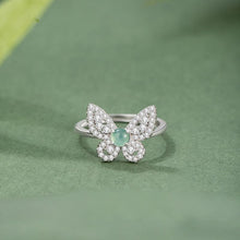 Natural Jade Ring Jadeite Silver Butterfly Adjustable Ring