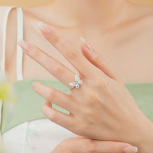 Natural Jade Ring Jadeite Silver Butterfly Adjustable Ring