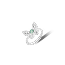 Natural Jade Ring Jadeite Silver Butterfly Adjustable Ring
