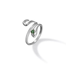 Natural Jade Ring Jadeite Silver Snake Adjustable Ring