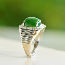 Natural Jade Ring Nephrite Silver Adjustable Ring