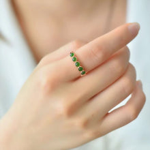 Natural Jade Ring Nephrite Silver Adjustable Ring
