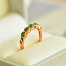 Natural Jade Ring Nephrite Silver Adjustable Ring