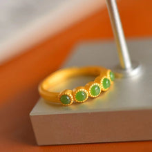 Natural Jade Ring Nephrite Silver Adjustable Ring
