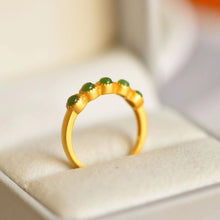 Natural Jade Ring Nephrite Silver Adjustable Ring