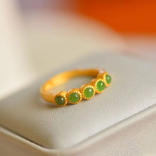 Natural Jade Ring Nephrite Silver Adjustable Ring