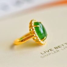 Natural Jade Ring Nephrite Silver Adjustable Ring