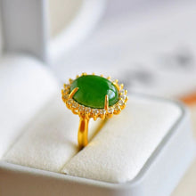 Natural Jade Ring Nephrite Silver Adjustable Ring