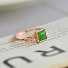 Natural Jade Ring Nephrite Silver Adjustable Ring