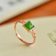 Natural Jade Ring Nephrite Silver Adjustable Ring