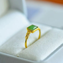 Natural Jade Ring Nephrite Silver Adjustable Ring