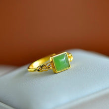 Natural Jade Ring Nephrite Silver Adjustable Ring