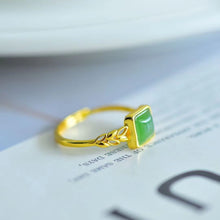 Natural Jade Ring Nephrite Silver Adjustable Ring