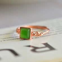 Natural Jade Ring Nephrite Silver Adjustable Ring