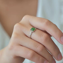 Natural Jade Ring Nephrite Silver Adjustable Ring