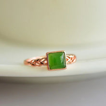 Natural Jade Ring Nephrite Silver Adjustable Ring