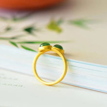 Natural Jade Ring Nephrite Silver Adjustable Ring