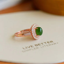 Natural Jade Ring Nephrite Silver Adjustable Ring