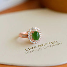 Natural Jade Ring Nephrite Silver Adjustable Ring