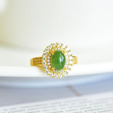 Natural Jade Ring Nephrite Silver Adjustable Ring