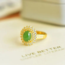 Natural Jade Ring Nephrite Silver Adjustable Ring