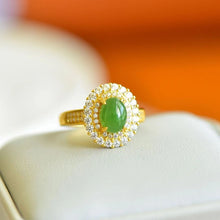 Natural Jade Ring Nephrite Silver Adjustable Ring