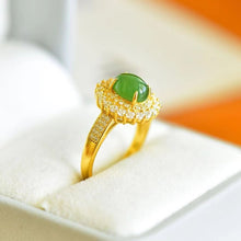 Natural Jade Ring Nephrite Silver Adjustable Ring