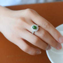 Natural Jade Ring Nephrite Silver Adjustable Ring