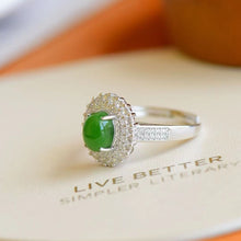 Natural Jade Ring Nephrite Silver Adjustable Ring