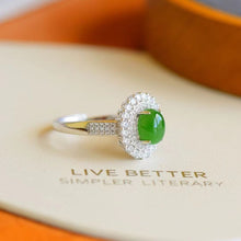 Natural Jade Ring Nephrite Silver Adjustable Ring