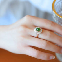 Natural Jade Ring Nephrite Silver Adjustable Ring