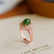 Natural Jade Ring Nephrite Silver Adjustable Ring