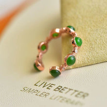 Natural Jade Ring Nephrite Silver Adjustable Ring